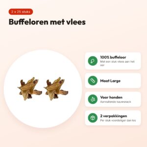 Petsnack buffeloren Large met vlees – kauwsnack – multipack 2 x 25 stuks – voordelen