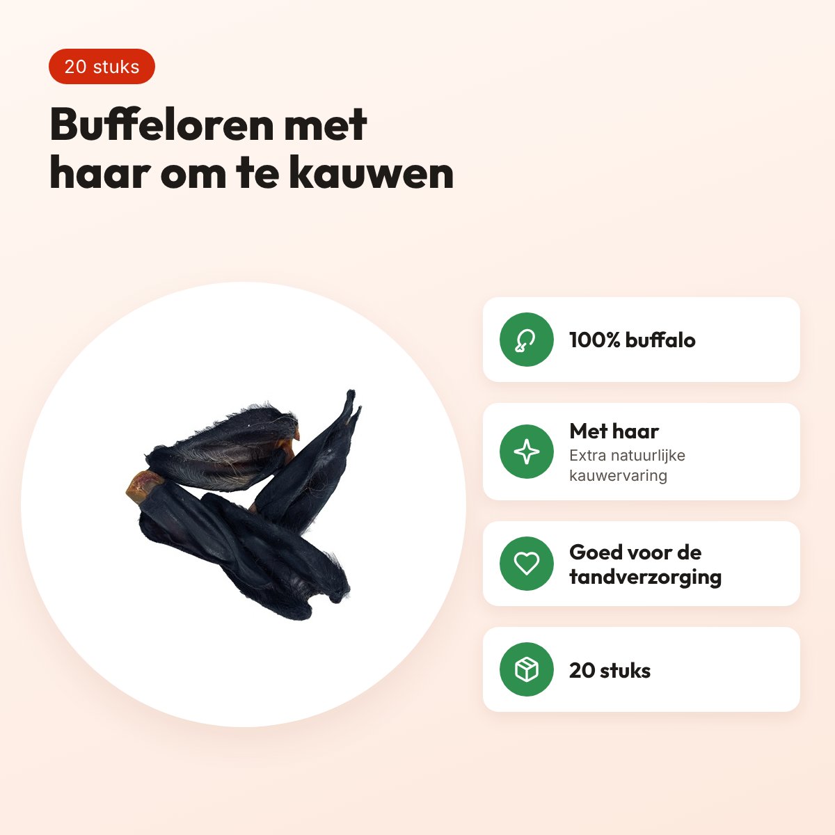 Petsnack buffeloren met haar 20 stuks – kauwsnack voor honden – voordelen