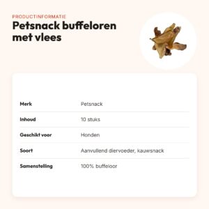 Petsnack buffeloren met vlees 10 stuks – kauwsnack voor honden – productinformatie