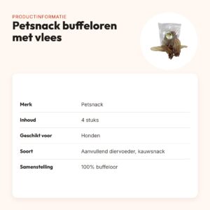 Petsnack buffeloren met vlees 4 stuks – kauwsnack voor honden – productinformatie