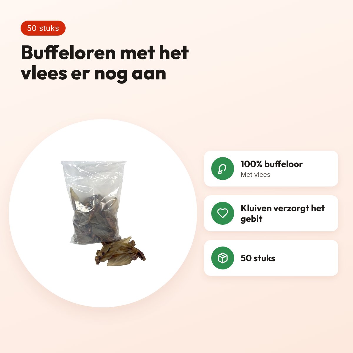 Petsnack buffeloren met vlees 50 stuks – kauwsnack voor honden – voordelen