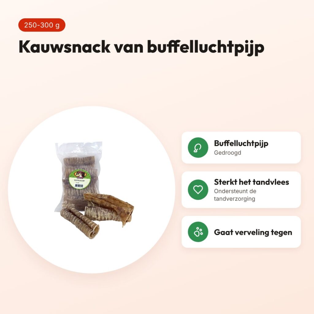 Petsnack buffelslurf 12 cm 250-300 g – kauwsnack voor honden – voordelen