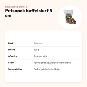 Petsnack buffelslurf 5 cm 250 g – kleine kauwsnack voor honden – productinformatie