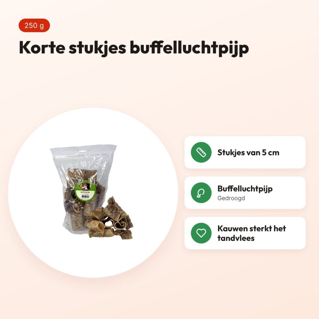 Petsnack buffelslurf 5 cm 250 g – kleine kauwsnack voor honden – voordelen