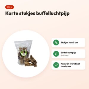 Petsnack buffelslurf 5 cm 250 g – kleine kauwsnack voor honden – voordelen