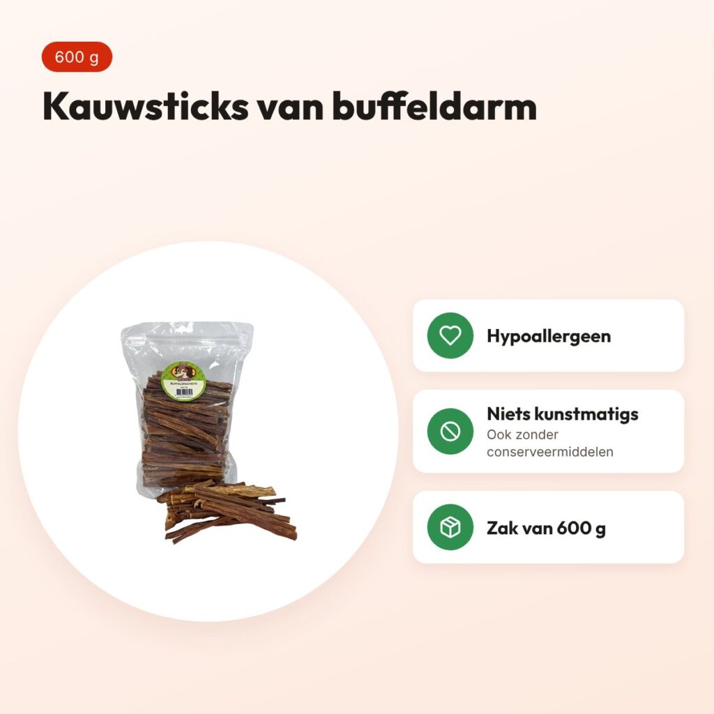 Petsnack buffelspaghetti sticks 600 g – kauwsnack van buffeldarm – voordelen