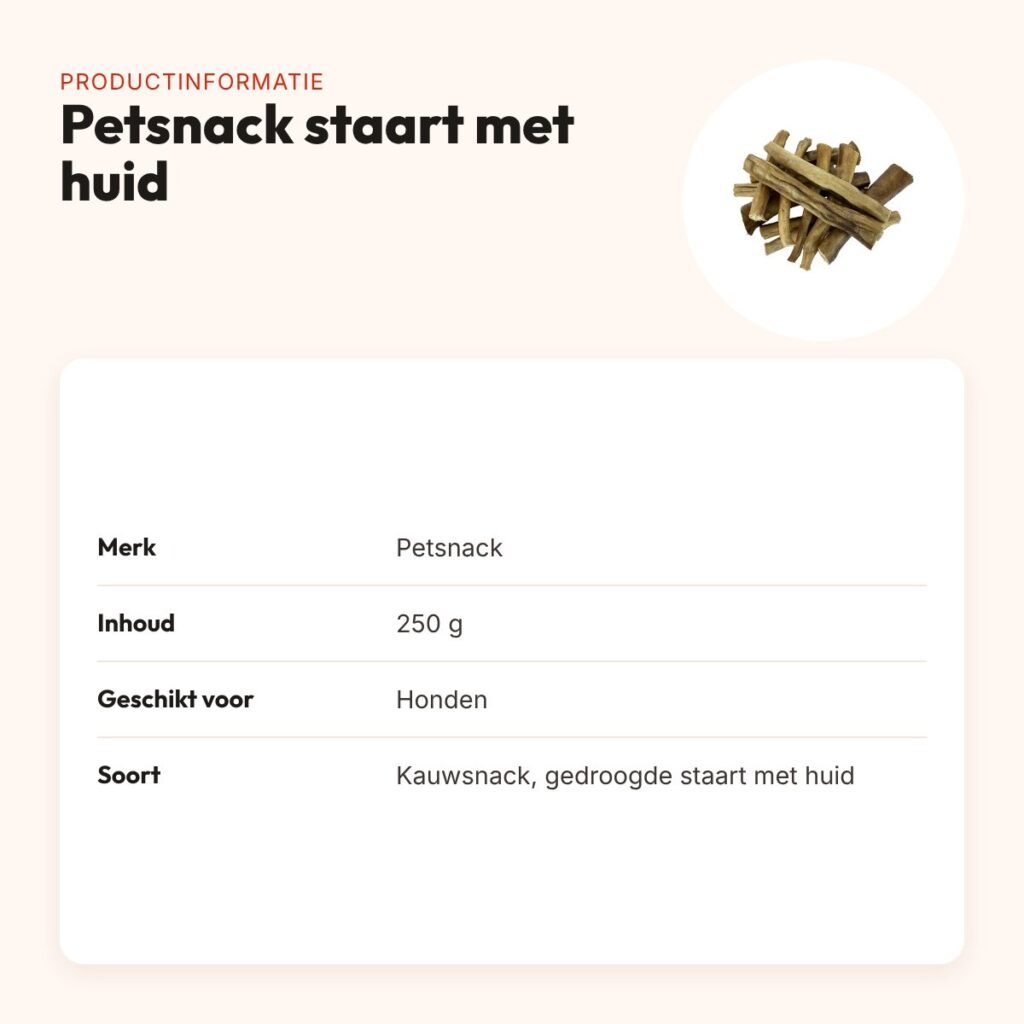 Petsnack buffelstaart met huid 250 g – kauwsnack voor honden – productinformatie