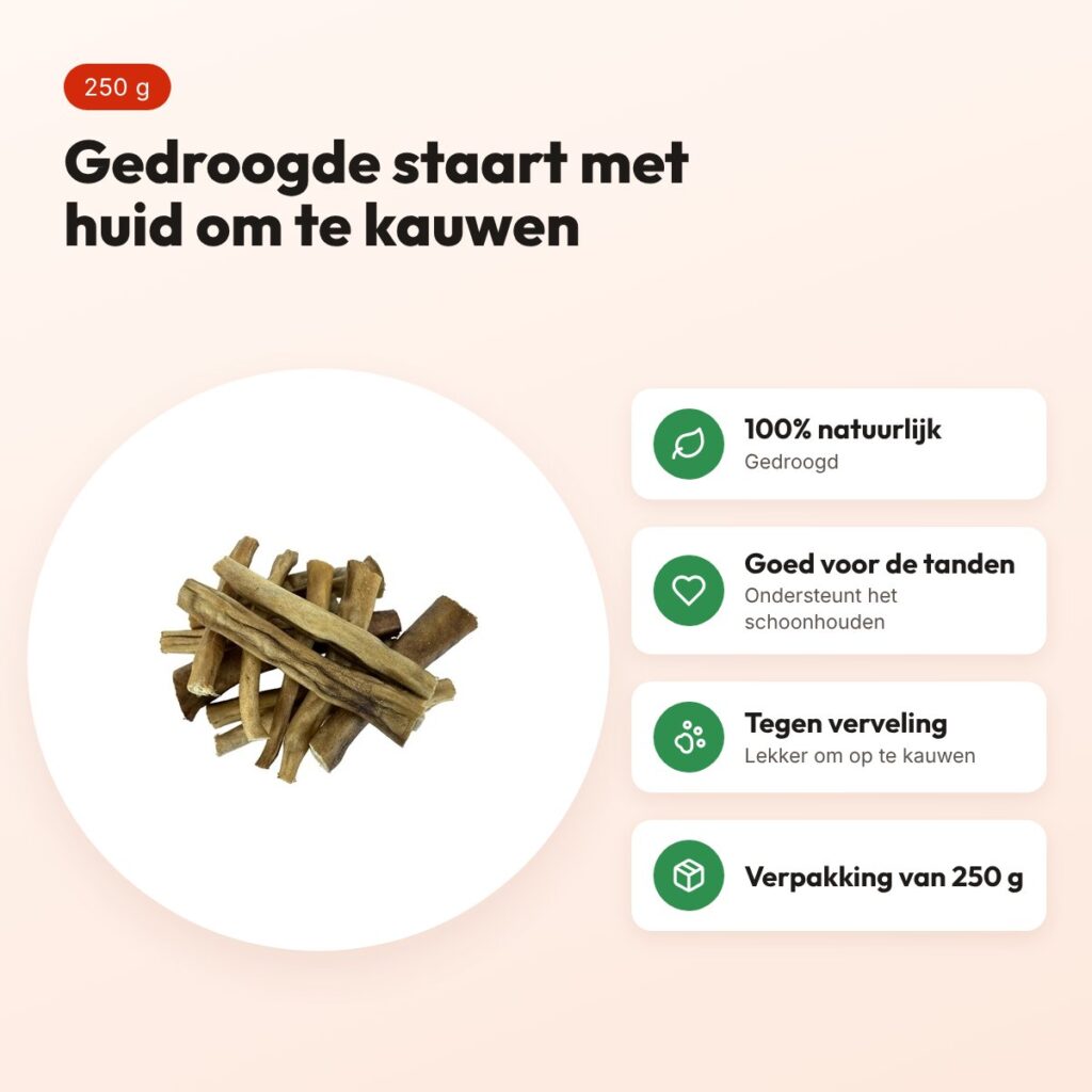 Petsnack buffelstaart met huid 250 g – kauwsnack voor honden – voordelen