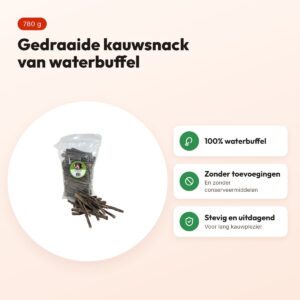 Petsnack buffeltwist 780 g – gedraaide kauwsnack van waterbuffel – voordelen