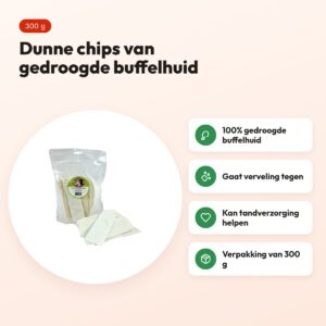 Petsnack chips wit buffelhuid 300 g – kauwsnack voor honden – voordelen
