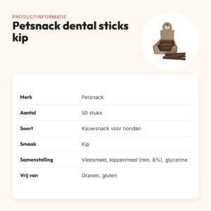 Petsnack dental sticks kip graanvrij/glutenvrij 50 stuks – productinformatie
