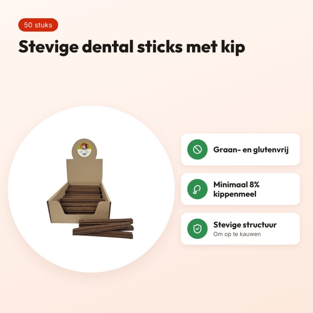 Petsnack dental sticks kip graanvrij/glutenvrij 50 stuks – voordelen