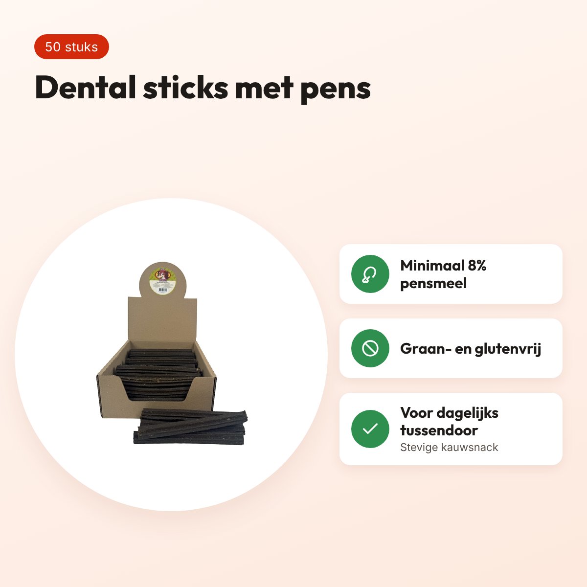 Petsnack dental sticks pens graanvrij/glutenvrij 50 stuks – voordelen