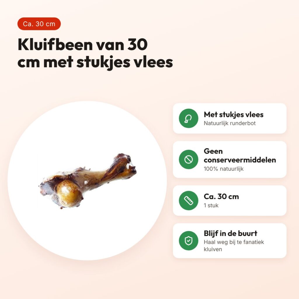 Petsnack Dinobot 30 cm – kluifbeen met stukjes vlees – voordelen