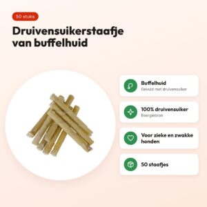 Petsnack druivensuikerstaafje van buffelhuid – 50 stuks – voordelen