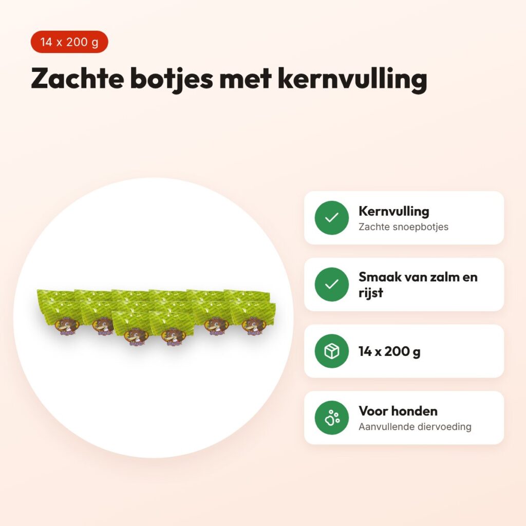 Petsnack Duobotje zalm en rijst 14 x 200 g – zachte hondensnoepjes – voordelen