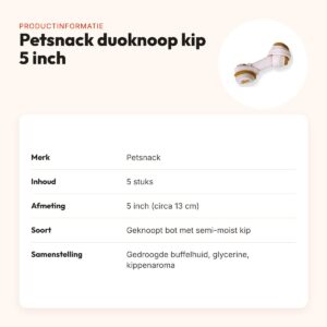 Petsnack duoknoop semi-moist kip 5 inch (13 cm) – buffelhuid, 5 stuks – productinformatie
