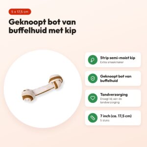 Petsnack duoknoop semi-moist kip 7 inch (17,5 cm) – buffelhuid, 5 stuks – voordelen