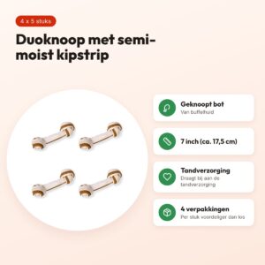 Petsnack duoknoop semi-moist kip 7 inch (17,5 cm) – multipack 4 x 5 stuks – voordelen