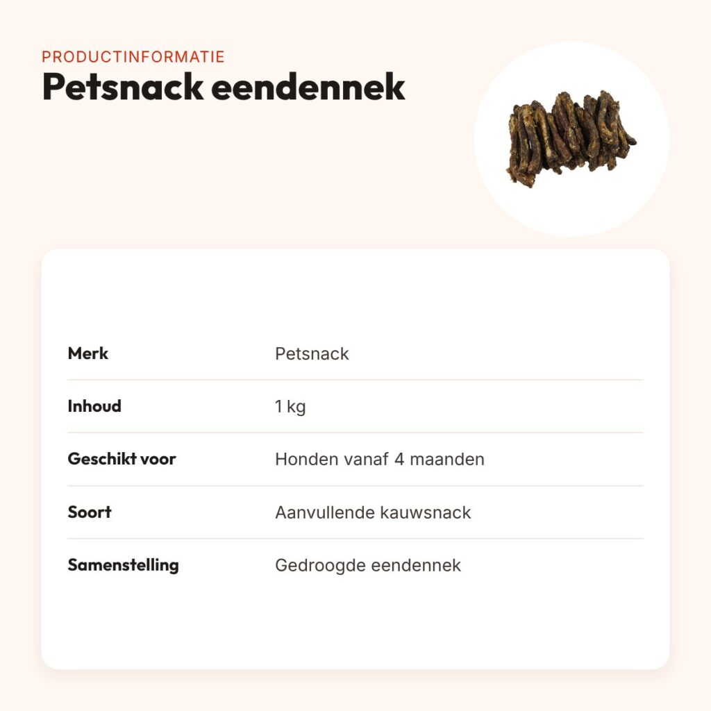 Petsnack eendennek 1 kg – gedroogde kauwsnack voor honden – productinformatie