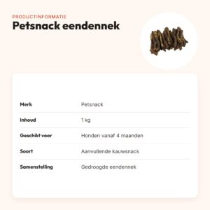Petsnack eendennek 1 kg – gedroogde kauwsnack voor honden – productinformatie
