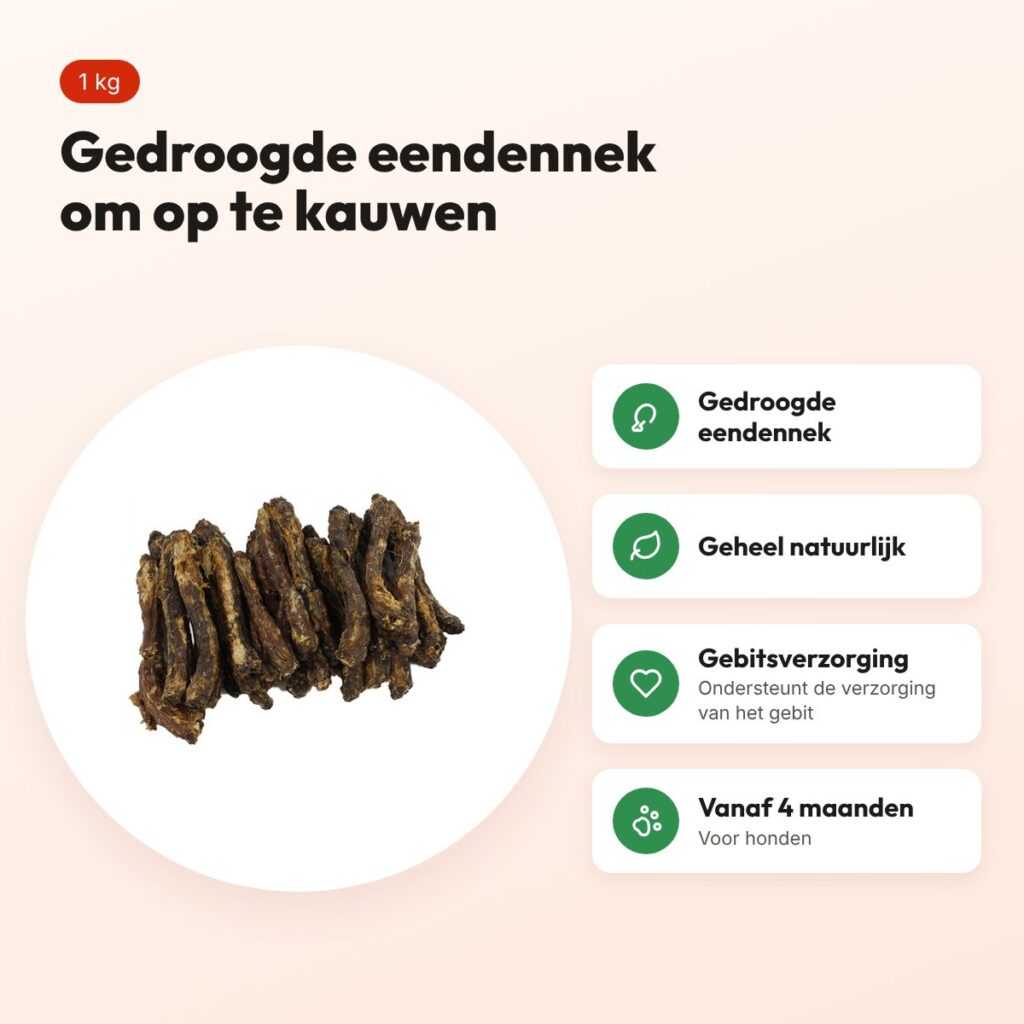 Petsnack eendennek 1 kg – gedroogde kauwsnack voor honden – voordelen