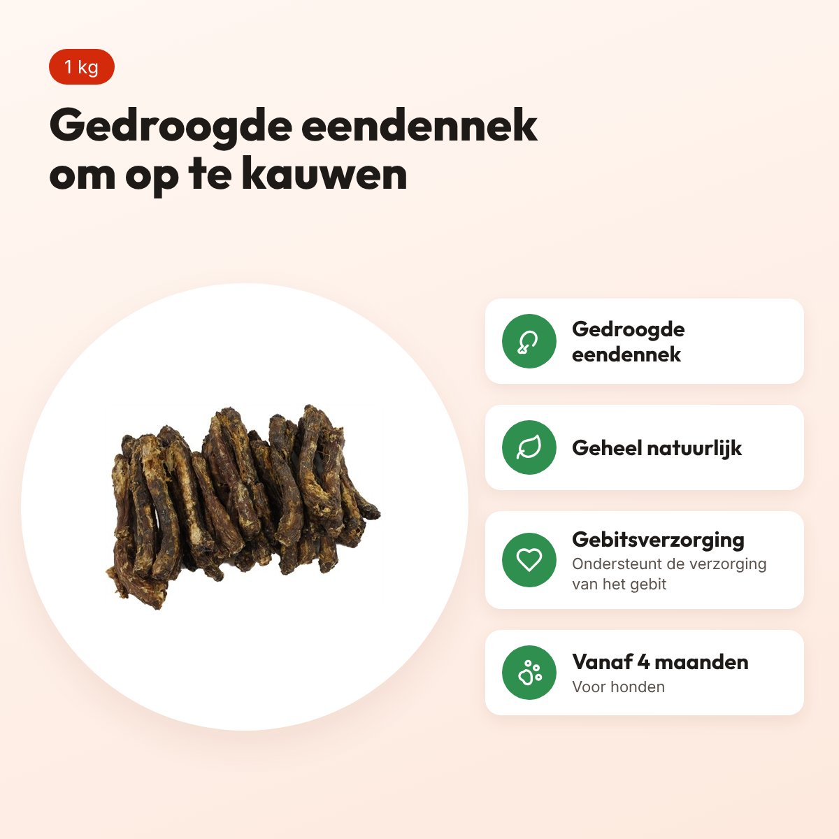 Petsnack eendennek 1 kg – gedroogde kauwsnack voor honden – voordelen