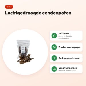Petsnack eendenpoten 180 g – luchtgedroogde hondensnack – voordelen
