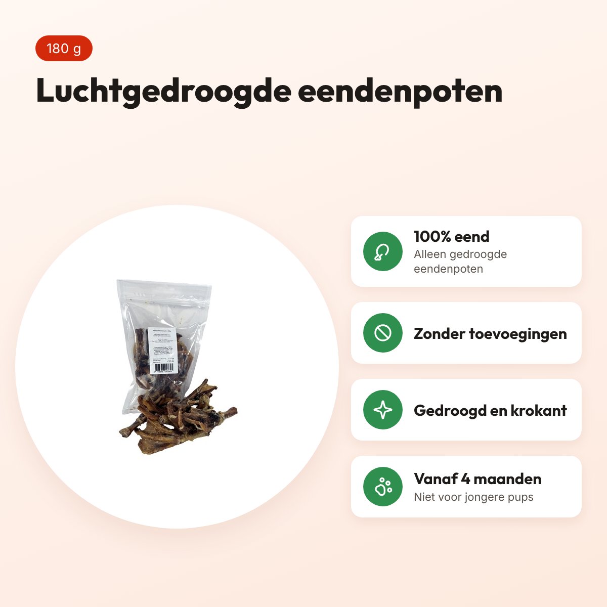 Petsnack eendenpoten 180 g – luchtgedroogde hondensnack – voordelen