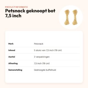 Petsnack geknoopt bot buffelhuid 7,5 inch (19 cm) – multipack 2 x 5 stuks – productinformatie