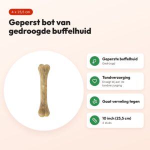 Petsnack geperst bot 10 inch (25,5 cm) – buffelhuid, 4 stuks – voordelen