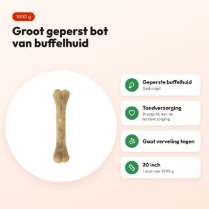 Petsnack geperst bot 20 inch 1000 g – buffelhuid, 1 stuk – voordelen