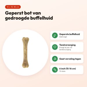 Petsnack geperst bot 6 inch (15-16 cm) – buffelhuid, 10 stuks – voordelen