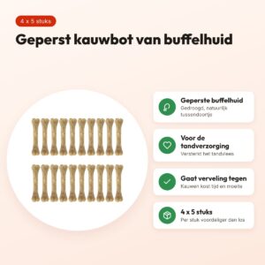 Petsnack geperst bot buffelhuid 8 inch (20 cm) – multipack 4 x 5 stuks – voordelen