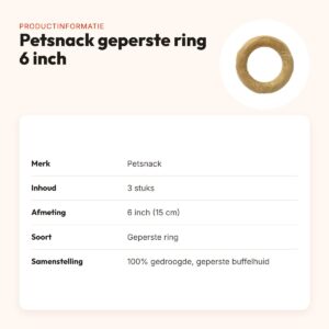 Petsnack geperste ring 6 inch (15 cm) – buffelhuid, 3 stuks – productinformatie