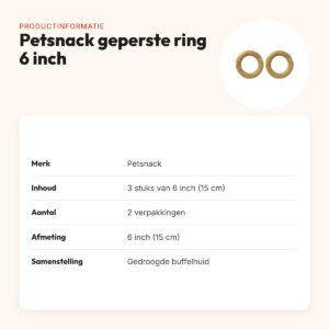 Petsnack geperste ring buffelhuid 6 inch (15 cm) – multipack 2 x 3 stuks – productinformatie