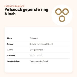 Petsnack geperste ring buffelhuid 6 inch (15 cm) – multipack 3 x 3 stuks – productinformatie