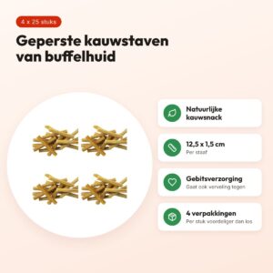 Petsnack geperste staaf 5 inch (12,5 cm) – multipack 4 x 25 stuks – voordelen