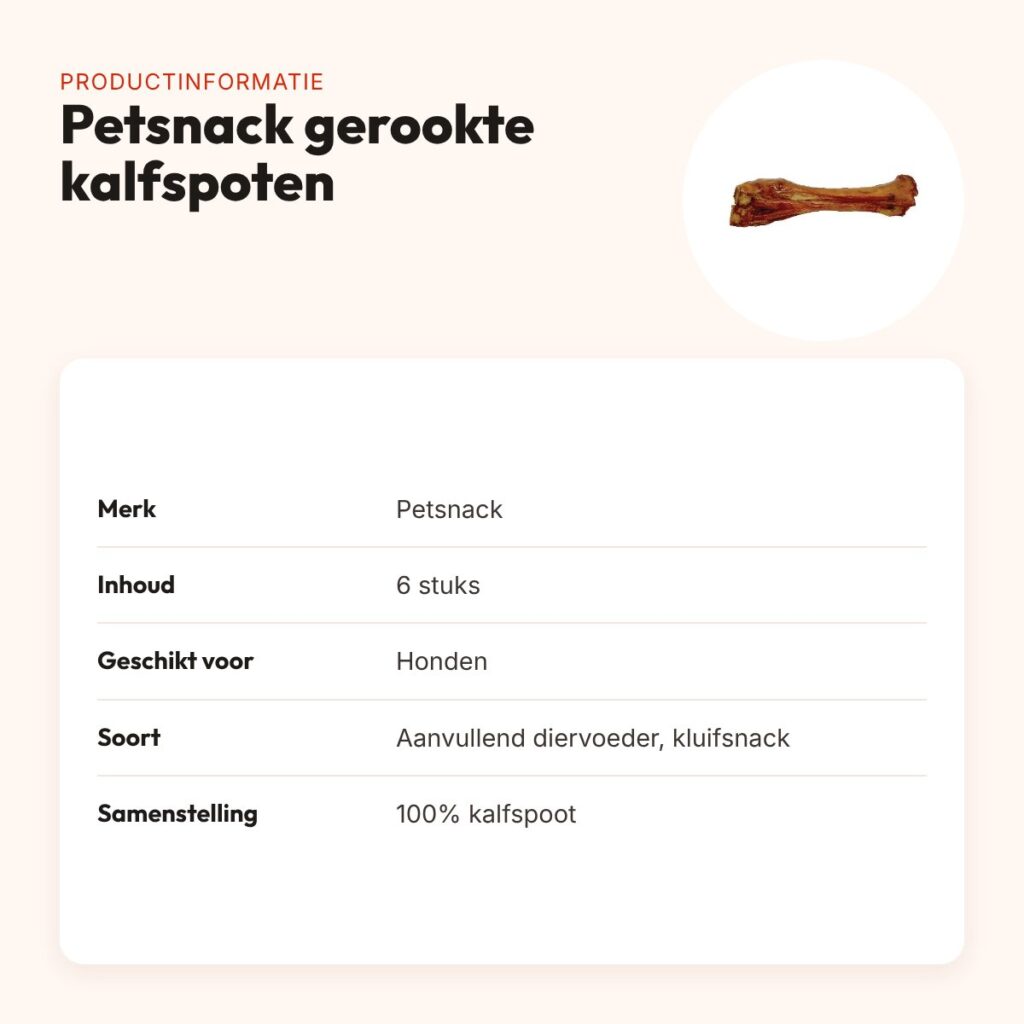 Petsnack gerookte kalfspoten 6 stuks – 100% kalfspoot – productinformatie