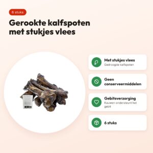 Petsnack gerookte kalfspoten 6 stuks – kauwsnack voor honden – voordelen