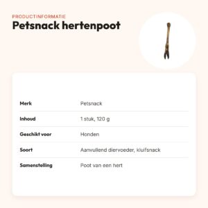 Petsnack hertenpoot 1 stuk 120 g – kluifsnack voor honden – productinformatie