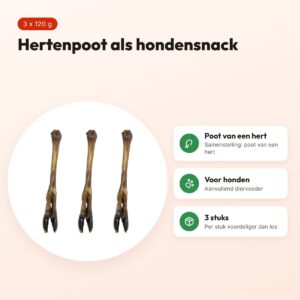 Petsnack hertenpoot hondensnack 120 g – multipack 3 stuks – voordelen