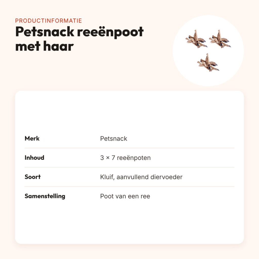 Petsnack hondenkluif reeënpoot met haar – multipack 3 x 7 stuks – productinformatie