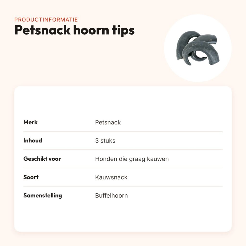Petsnack hoorn tips 3 stuks – kauwsnack van buffelhoorn – productinformatie