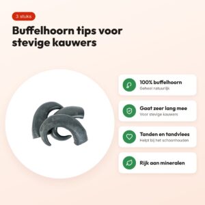 Petsnack hoorn tips 3 stuks – kauwsnack van buffelhoorn – voordelen