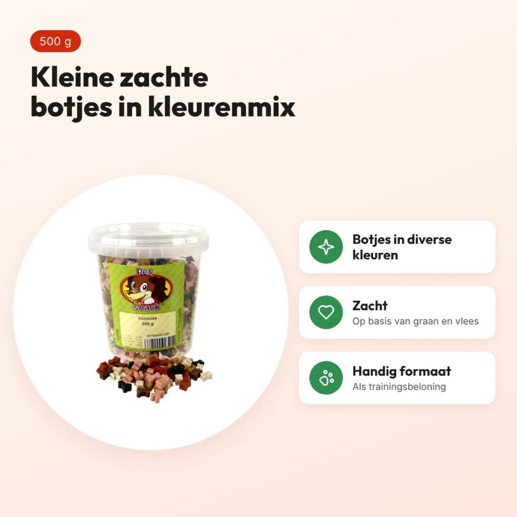 Petsnack Iniminies hondenkoekjes 500 g – kleine botjes in mix – voordelen