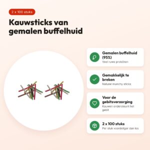 Petsnack kauwsnack Munchy Mix 12,5 cm – multipack 2 x 100 stuks – voordelen