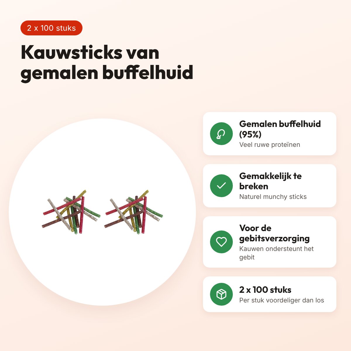 Petsnack kauwsnack Munchy Mix 12,5 cm – multipack 2 x 100 stuks – voordelen