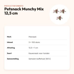 Petsnack kauwsnack Munchy Mix 12,5 cm – multipack 3 x 100 stuks – productinformatie