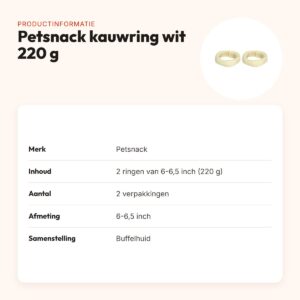 Petsnack kauwsnack ring wit 220 g buffelhuid – multipack 2 x 2 stuks – productinformatie